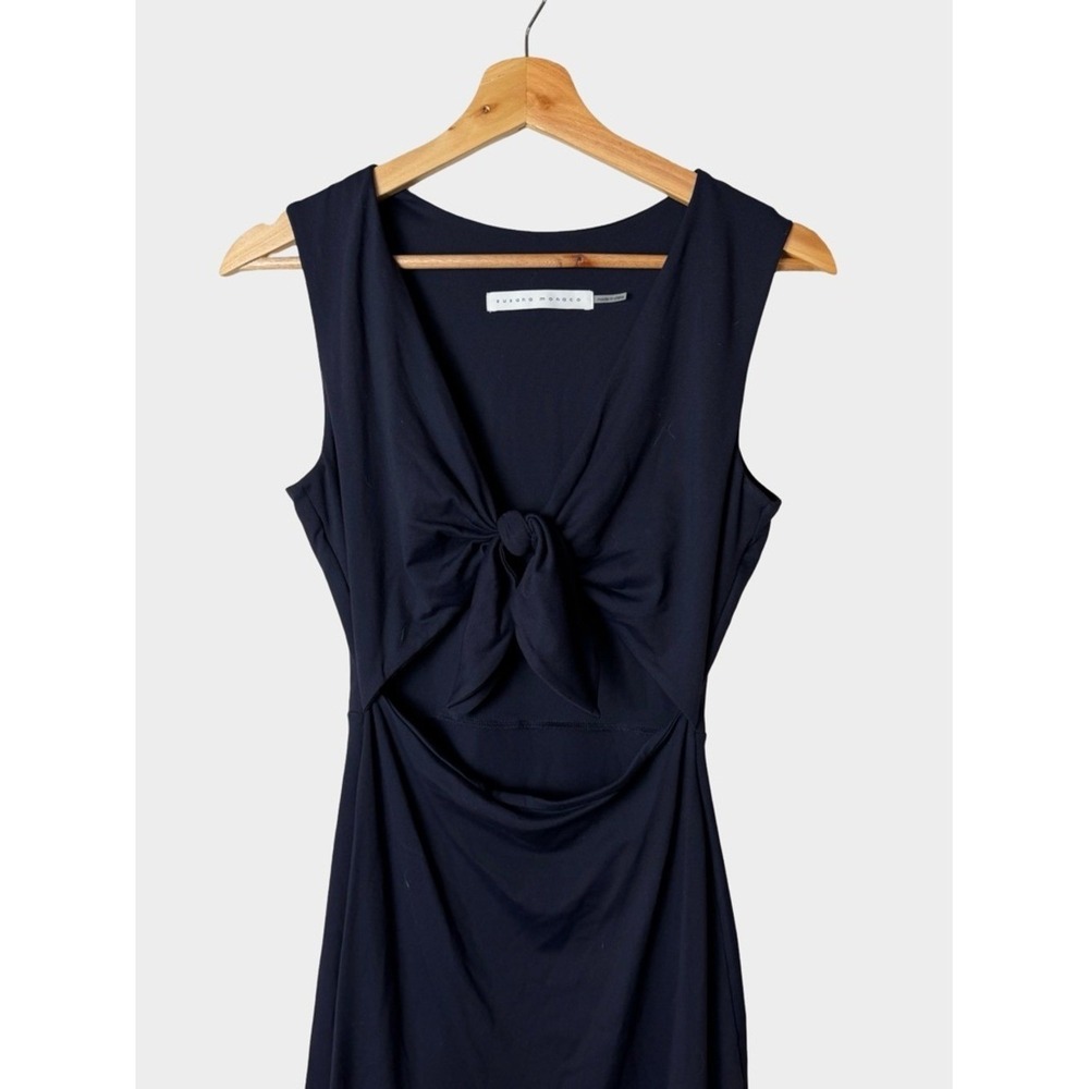 Susana Monaco Navy Mini Dress Cutout Knot Front Medium Dark Coquette Minimalist - Picture 4 of 8